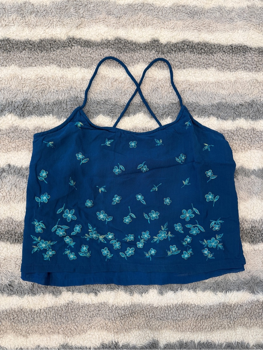 Vintage Naf Naf Embroidered Beaded Cami Crop Top Size T2 Small